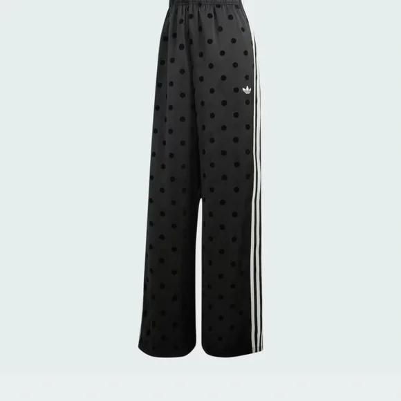 Adidas Black Polka Dot Wide Leg Track Pants - Picture 2 of 7